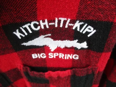 YOOPER KITCH-ITI-KIPI BIG SPRING RED FLANNEL SHIRT CRAZY APPAREL SIZE SMALL - Image 1 of 4