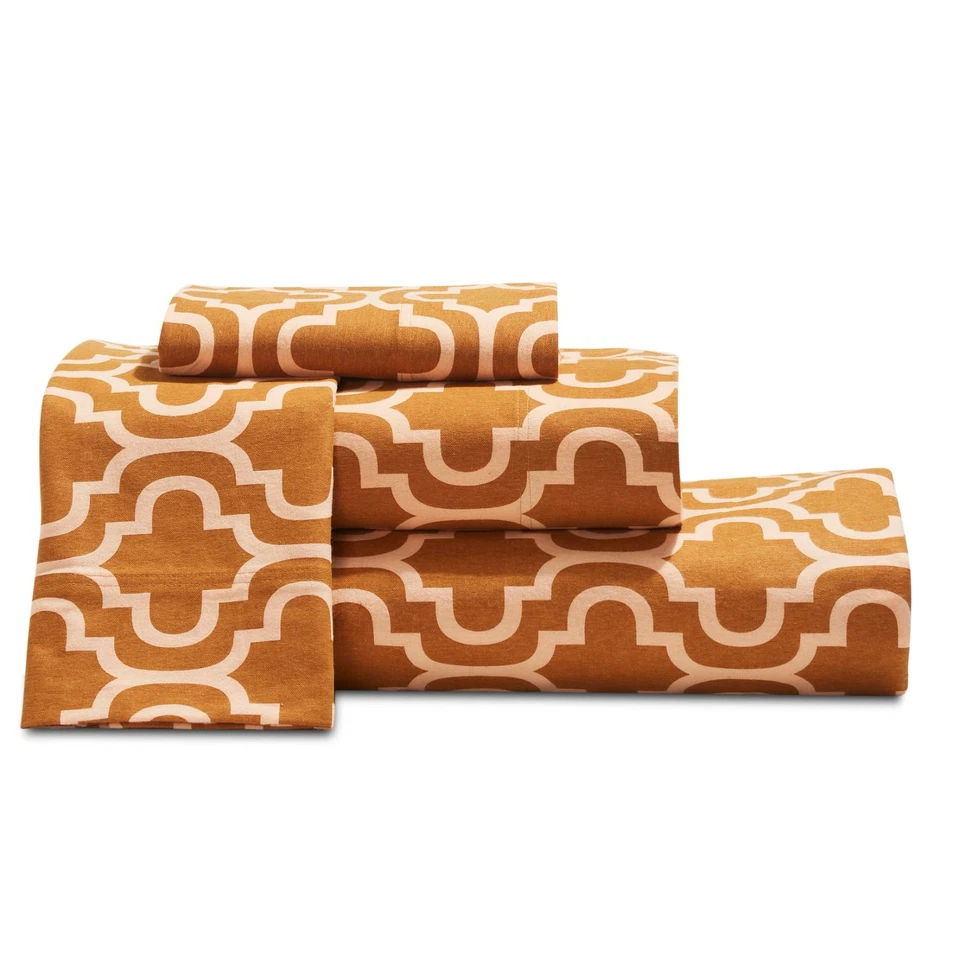 Juego de sábanas tradicionales de franela 100 % algodón enrejado o lisas con fundas de almohada Foto 1 de 1