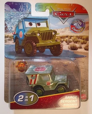 Pixar Cars Color Changers Race & Rescue Sarge Army Jeep New in Pack In US Disney - Image 1 of 4