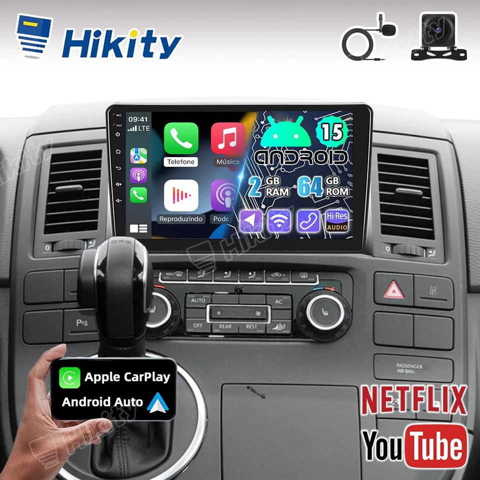 Für VW T5 Transporter Multivan Android 15 Autoradio Apple Carplay GPS Navi 64GB - Bild 1 von 4