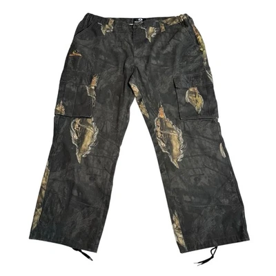 Mossy Oak Camo Break Up Eclipse Black Cargo Pants 44/46 XXL Elastic Waist Hunt - Image 1 of 4