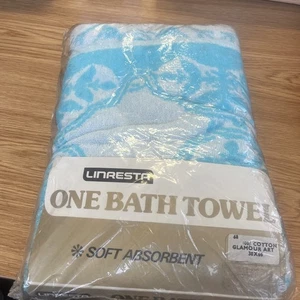 Toalla de baño vintage de algodón azul Linresta 30 X 60 pulgadas "Bnip años 70 B130 - Imagen 1 de 6
