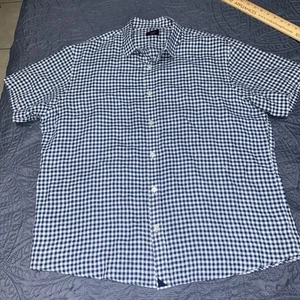 UNTUCKit Robibero Hemd Herren XXLG Navy Gingham Karo 100% Leinen knitterarm - Bild 1 von 11