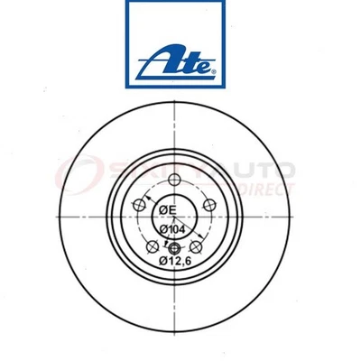 ATE Front Right Disc Brake Rotor for 2010-2017 BMW 550i GT xDrive - Braking as - Изображение 1 из 4