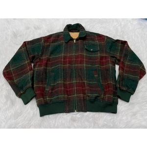 Chaqueta Bomber Polo Ralph Lauren Deportista De Colección Lana A Cuadros Botón Talla XL - Imagen 1 de 7