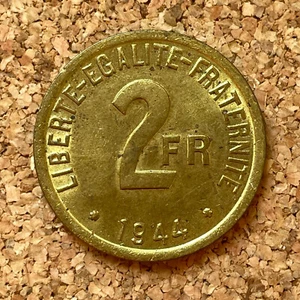 France - Allied Occupation, 2 Francs 1944 struck in Philadelphia! E2469 - Picture 1 of 3