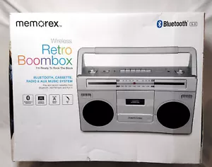 Memorex MBCA300S Retro Bluetooth Boombox w Cassette Player Radio - Picture 1 of 4