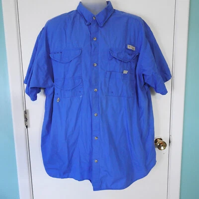 Columbia Sportswear Men's XL Fishing Short Sleeve Shirt Blue PFG 27.5" Chest - Image 1 of 4