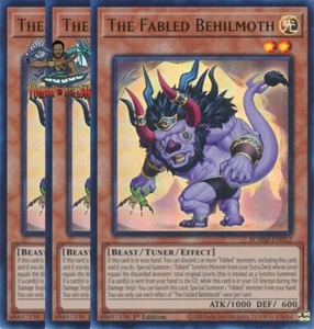 Yugioh! 3x The Fabled Behilmoth BLMM-EN012 ultra raro primera edición casi nuevo - Imagen 1 de 1