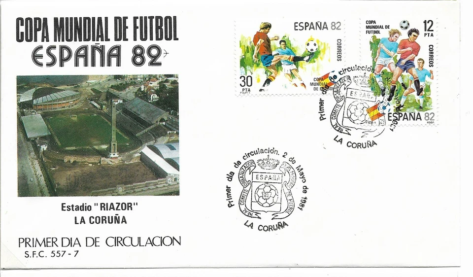 Mundial Futbol España 82 Estadio Riazor La Coruma Sobre 1º Día año 1981 (ES-950) - Imagen 1 de 1