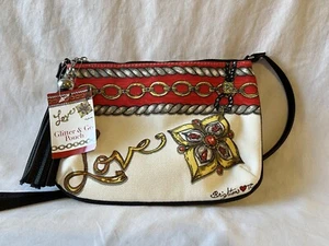 Brighton Glitter & Go Crossbody Pouch Love Canvas 10.5 x 7.5 Purse NWT - Picture 1 of 4