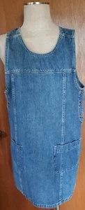Vtg Faded Glory Jumper Blue Denim Dress Womens/Jrs Y2K Buttons & Pkts. Sz.Large - Picture 1 of 11