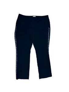 Tahari Black Dress Pant Side Embroidered Size 18 Womens Straight Leg Professiona - Picture 1 of 4