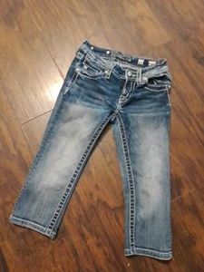 Girls Miss Me Denim Capri Jeans 12 Winged Cross Pocket JK5117P28 - Picture 1 of 3