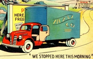 LKW Comic Schild Leinen Postkarte (A2) - Bild 1 von 3