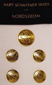 HART SCHAFFNER MARX replacement buttons 5 gold tone solid metal Good Used Cond. - Picture 1 of 10