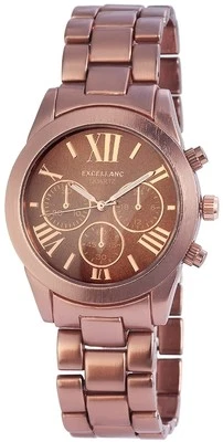 Excellanc Armbanduhr Herren Metall Faltschließe Kupfer Chronolook Analog Quarz - Bild 1 von 3