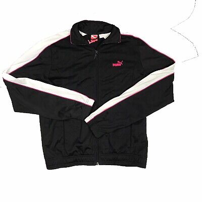 Puma Ladies Black White Pink Full Zip Up Tracksuit Track Jacket Jumper 12 M UK • 24€