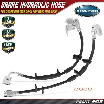 2x Front Brake Hydraulic Hose for Dodge Ram 1500 00-01 Ram 2500 00-02 Ram 3500 - Image 1 of 4