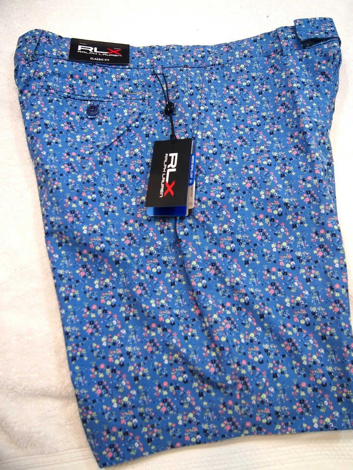 RLX Golf Ralph Lauren Men's 9-Inch Stretch Classic Fit Shorts Blue Floral 34