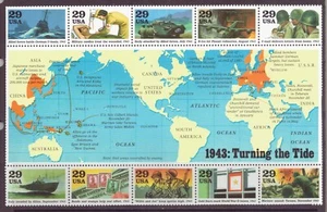 U.S. Souvenir Sheet, WWII, 1943 - Turning the Tide, MNH, 1993 - Picture 1 of 1
