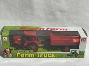 Friction Farm Set Tractor & Wagon, Red, NIB, Plastic - Picture 1 of 4