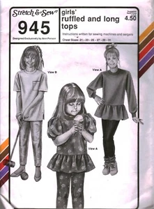 Prendas para el torso largas con volantes 945 elásticas y cosidas vintage con patrón de costura para niñas años 80 21-23 fuera de stock - Imagen 1 de 2