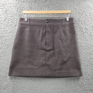 Zara Womens Mini Pencil Skirt Size L Black Grey Brown Check - Picture 1 of 13