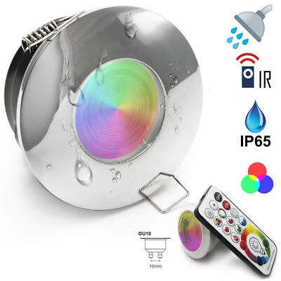 Faretto led RGB box doccia 10W bagno turco cromoterapia IP65 GU10 RGBW 6000K LED - Immagine 1 di 4
