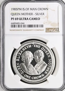 1985 ISLE OF MAN 1 CROWN Queen Mother and the Duke of York NGC PF 69 ULTRA CAMEO - Picture 1 of 4