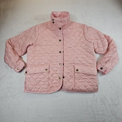 Polo Ralph Lauren 绗缝 Puffer 夹克儿童 XL 灯芯绒领粉色编舞外套 — 第 1/4 张图片