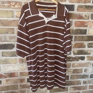 Polo uomo Koman Jeans nera a righe Y2K a sacco extra lunga 3XT 3XL - Foto 1 di 4