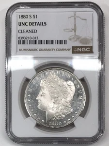 1880-S Morgan Silver Dollar NGC UNC Details (cleaned) - nice prooflike obverse - Picture 1 of 5