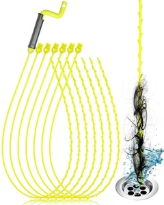 Removedor de zuecos de drenaje de 35 pulgadas, limpiador de cabello verde limón + gris frío - Imagen 1 de 7