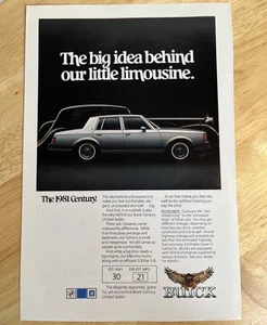 1981 Buick Century Limited Sedan Vintage Original Print Ad Car Garage Decor - Picture 1 of 9