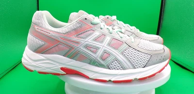 WOMENS ASICS GEL-CONTEND 4 SILVER GREY ORANGE WHITE RUNNING SNEAKERS SHOES 8.5 - Image 1 of 4