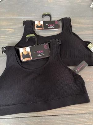 NEW No Boundaries Cami Bra XL Lot of 2 Seamless Double Scoop Black E-5 Foto 1 de 2