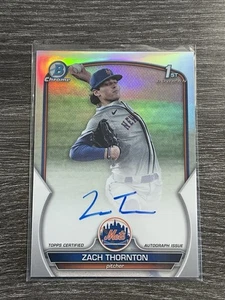 2023 Bowman Chrome Draft Zach Thornton 1st Prospect Refractor Auto /499 NY Mets - Picture 1 of 2