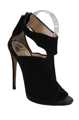 Tacones de aguja Barneys New York para mujer de gamuza punta abierta recortados negros talla 6,5 Foto 1 de 4