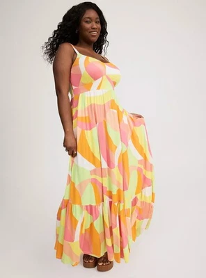 Torrid макси платье многоцветный ярусный желтый розовый новый с Ярлыками новый 2 - Изображение 1 из 4