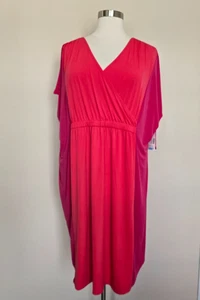 Vestido Catherines Talla Grande 4X Rosa Naranja Cruzado Cuello en V Cintura Elástica Nuevo con Etiquetas Nuevo - Imagen 1 de 16