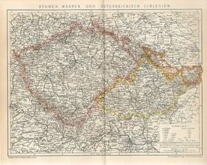 1895 CZECH BOHEMIA MORAVIA PRAGUE and AUSTRIAN SILESIA POLAND Antique Map - Picture 1 of 1
