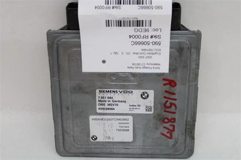 Módulo de control electrónico ECM del motor compatible con BMW 525i 1151877 06-07 Foto 1 de 3