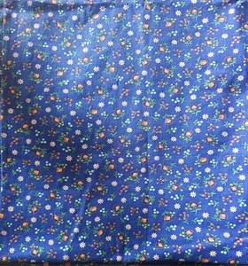 Calico Floral Cotton Fabric Blue Background Vintage 3 Yd + 22"!  - Picture 1 of 2