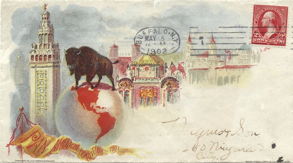 Pan American Expo with Buffalo standing on Globe - Image 1 of 2
