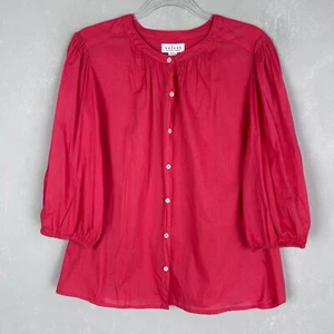Velvet by Graham & Spencer button front top 3/4 sleeve lightweight cotton pink- - Picture 1 of 10