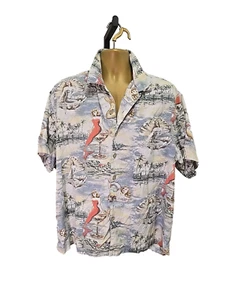 Boca Classics Tropical Hawaiian Shirt Mens XL Button Mermaid Martini Vacation - Picture 1 of 7