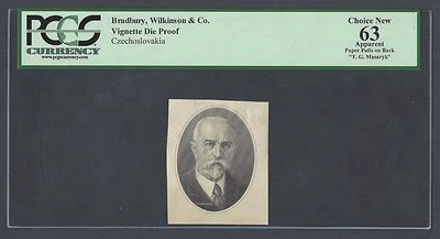 Czechoslovakia Vignette Die Proof Tomás Garrigue Masaryk Used 100 Korum  1945  - Image 1 of 2