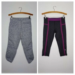 (2) Pantalones capri de yoga Lululemon para mujer talla 6 gris púrpura - Imagen 1 de 10