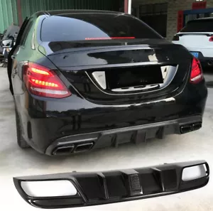 REAL CARBON Rear Bumper Diffuser Lip Fit For Benz W205 C250 C43 C63 2015-20 - Bild 1 von 16